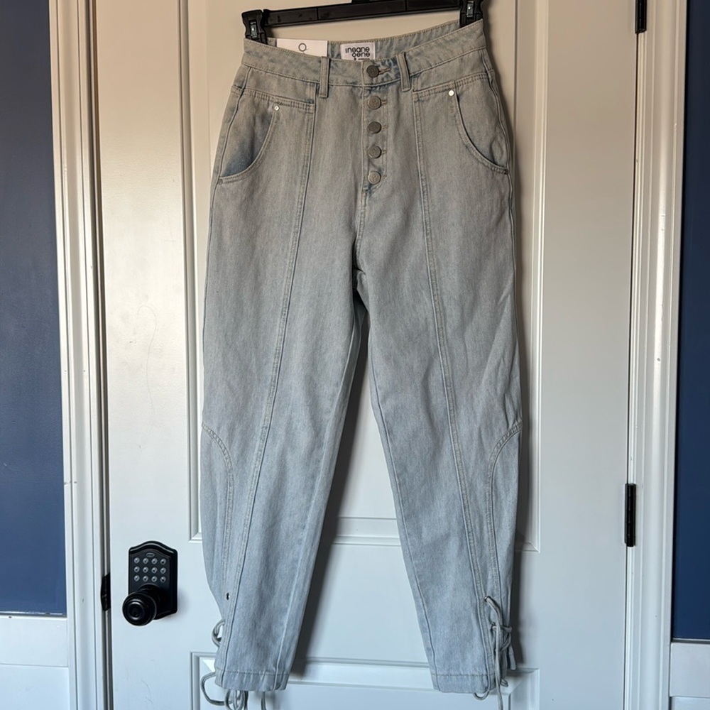 New w tags * Insane Gene Balloon Jeans Tie Hem Light Wash High Waisted Size 3/25
